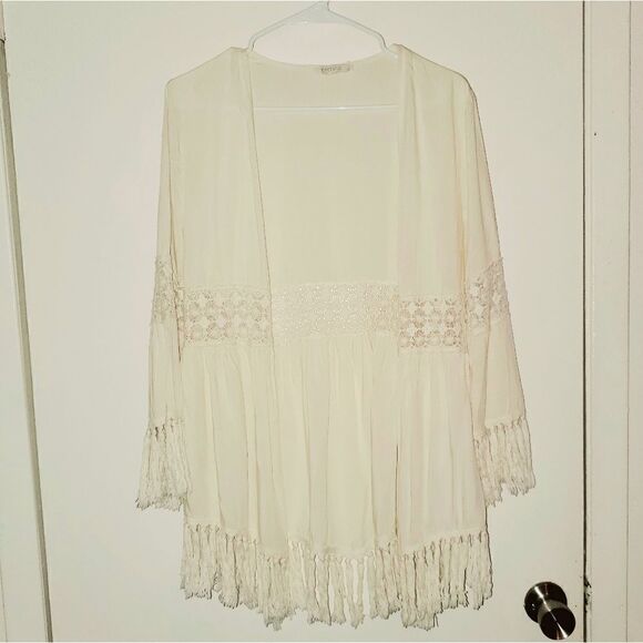 entro Sweaters - Entro Boho Fringed Cardigan/Cover Up